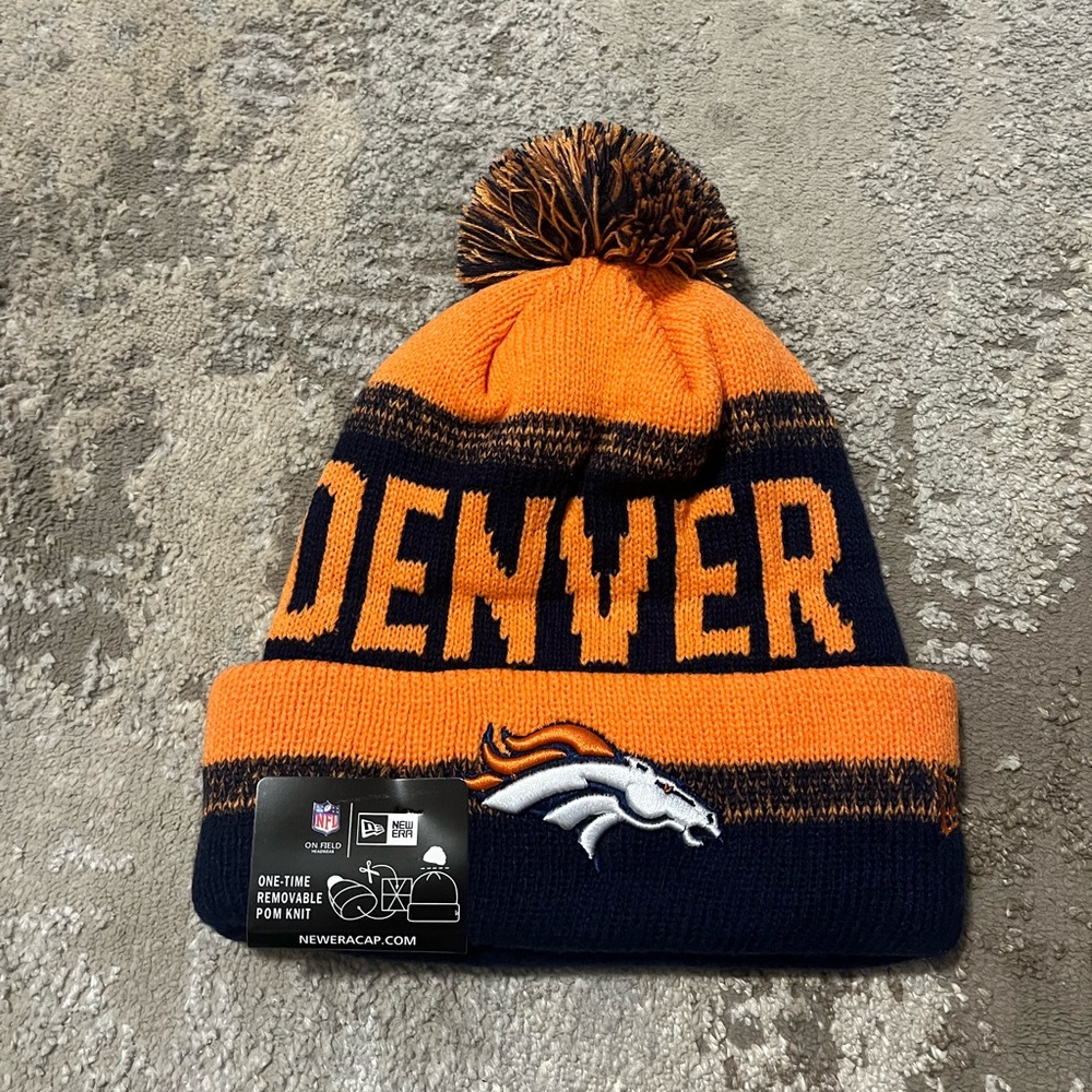 Denver Broncos New Era Knit Beanie Embroidered Logo Orange NFL Football NWT